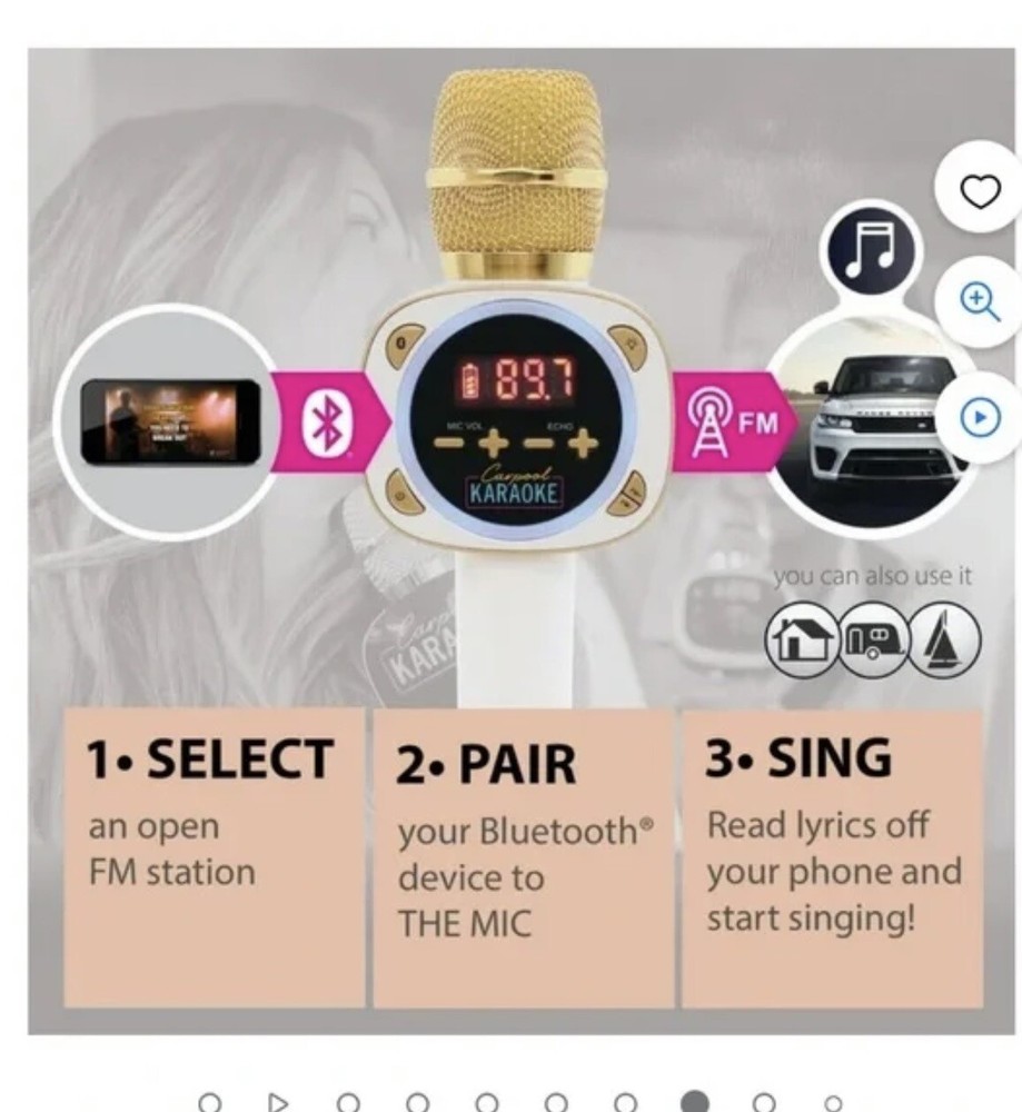 The Singing Machine CPK545 Wireless Bluetooth Microphone Carpool Karaoke Machine