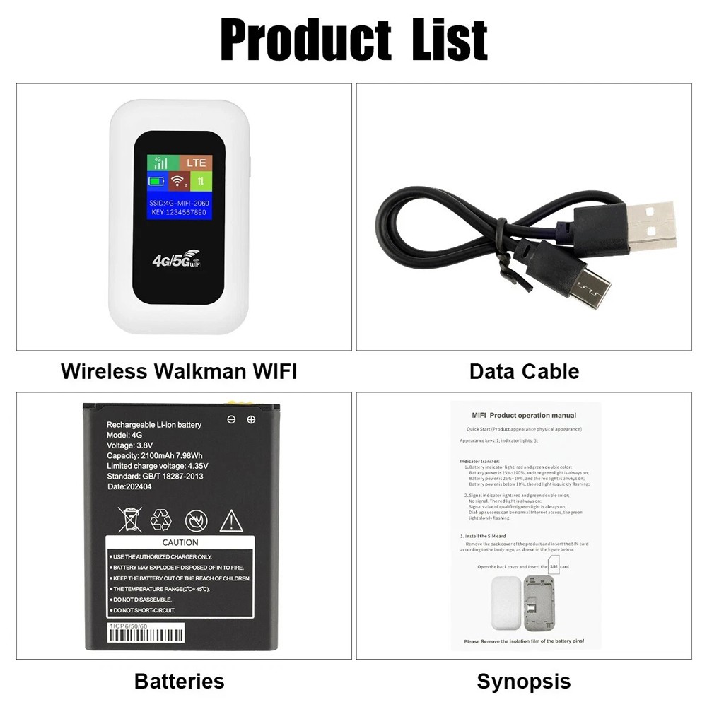 Unlocked 5G Wireless 3000 mAh WiFi Router Mobile Broadband MIFI LCD Hotspot US