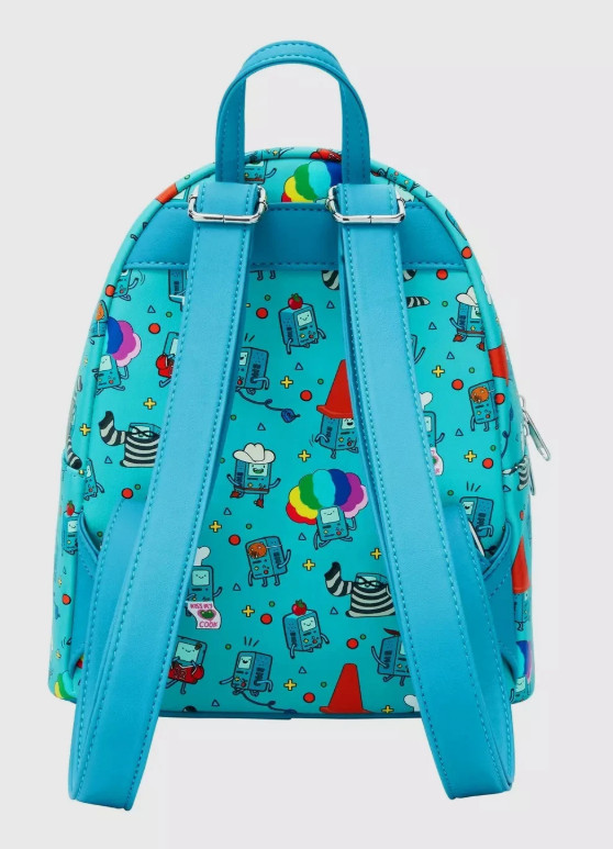 Loungefly Mini Backpack: ADVENTURE TIME All Over Print Blue Green BMO Poses