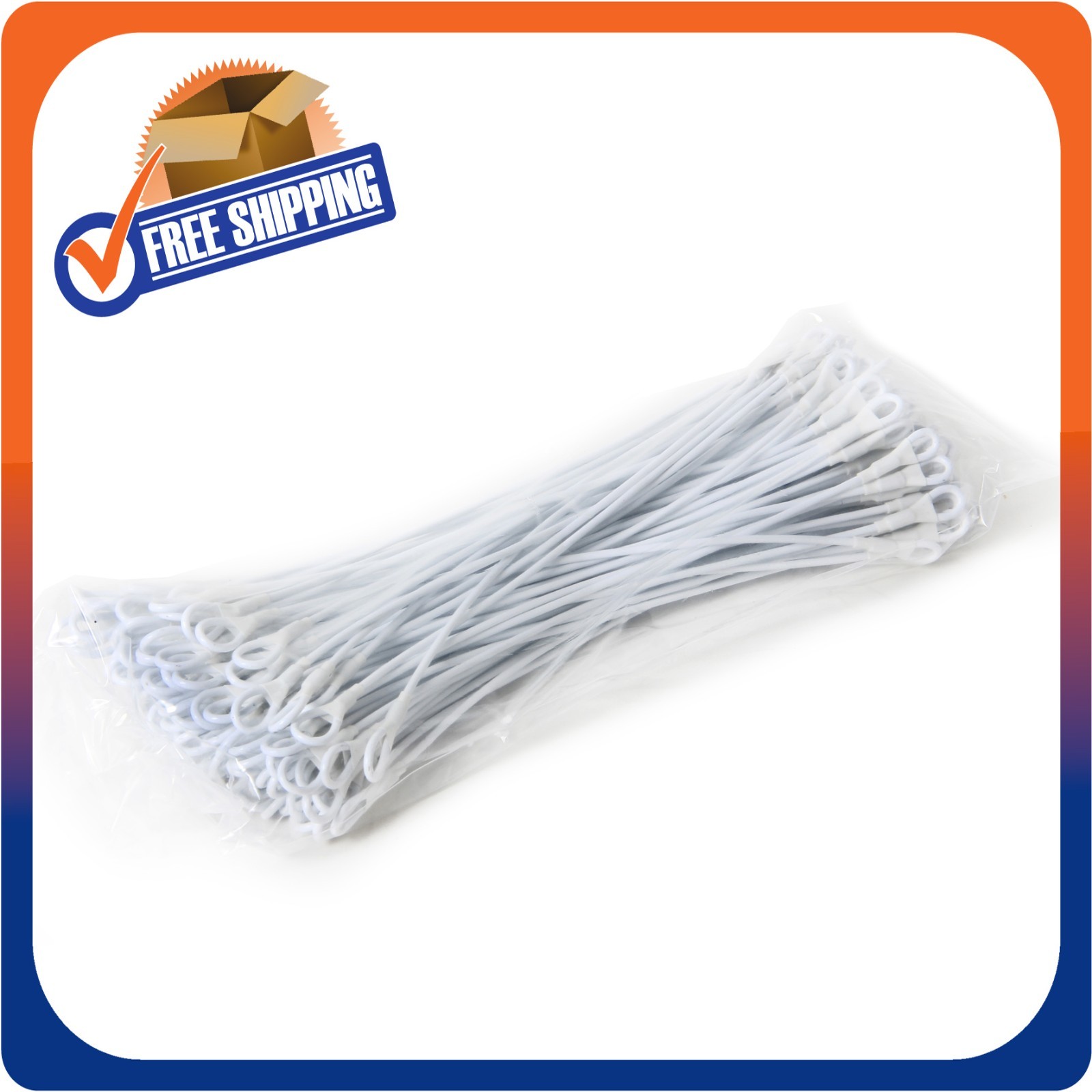 1000 SECURITY LANYARD 2 LOOP WHITE 8 INCH LOSS PREVENTION CHECKPOINT COMPATIBLE