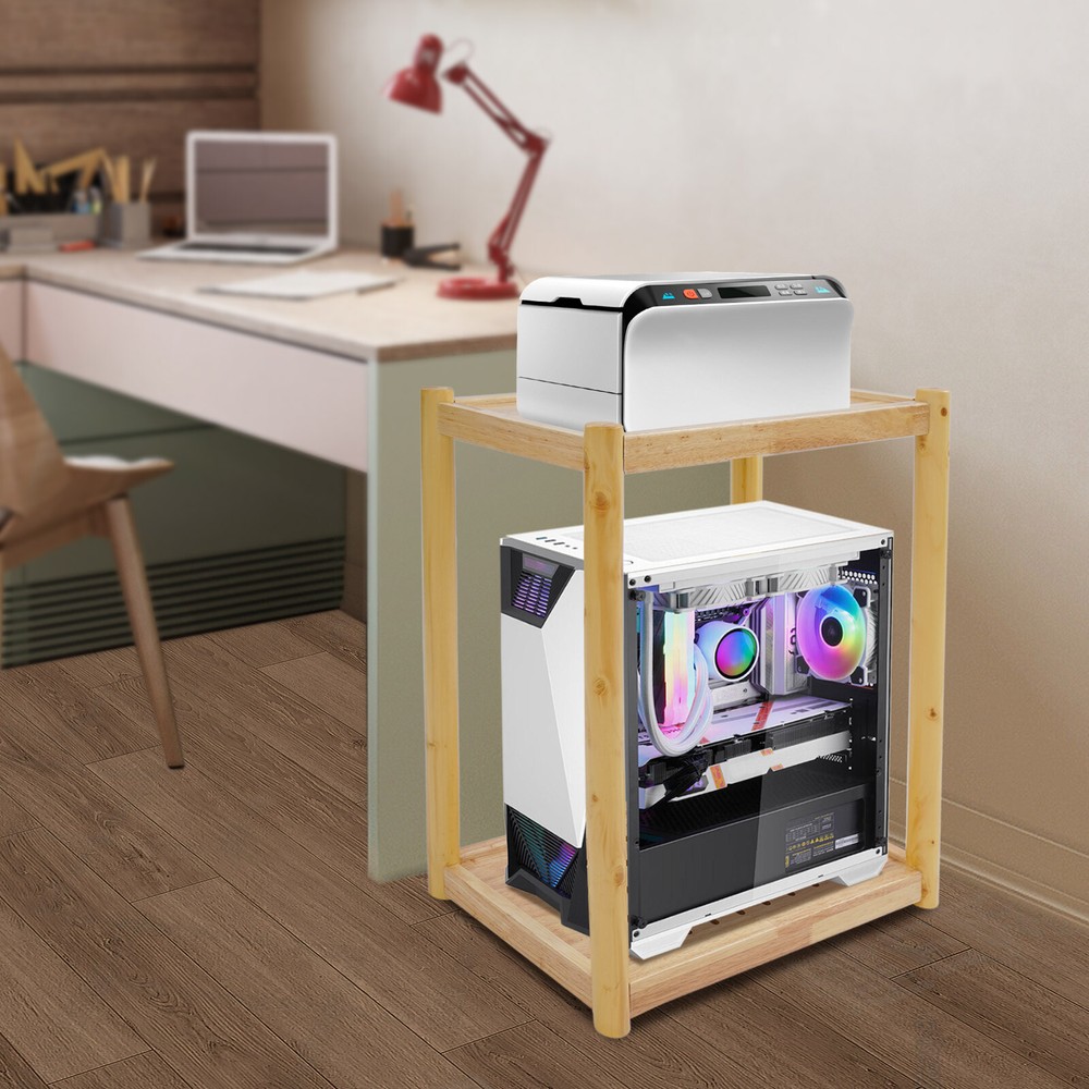 Wood Printer Stand Mobile Printer Table Under Desk Printer Cart 20kg/44lbs