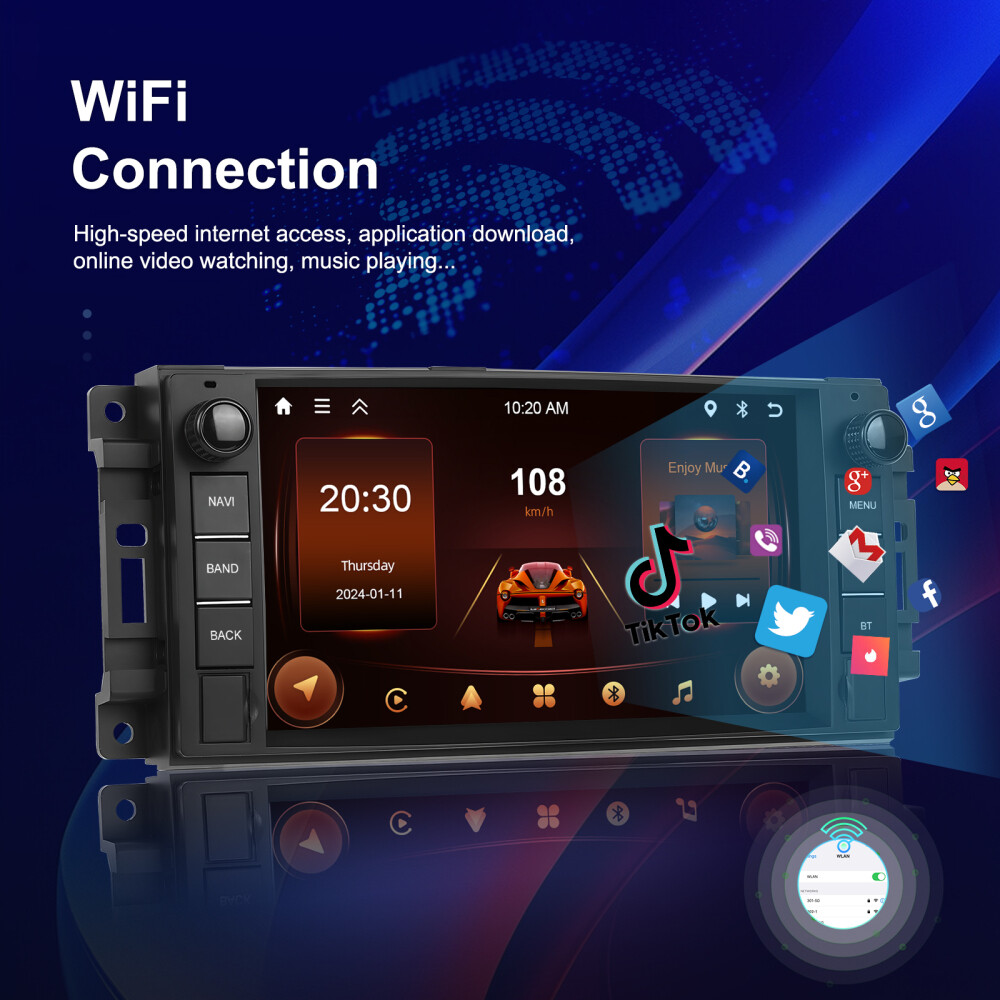 7" Carplay For Dodge RAM 1500 2500 2009-2012 Android 15 Car Radio GPS NAV Stereo