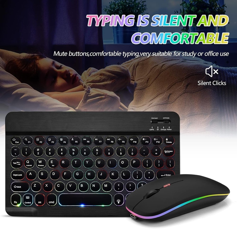 Bluetooth Keyboard and Mouse Combo for iPad - Rechargeable Wireless Keyboard.