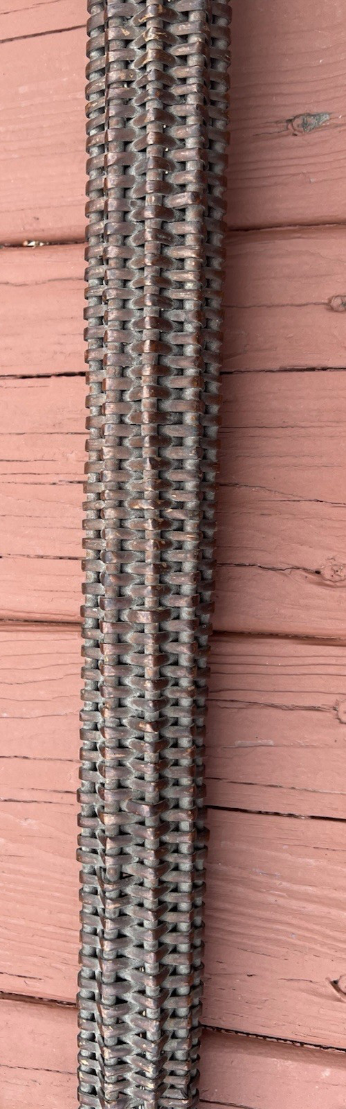 Signed George Potter Copper Brass Silver Long Fox Hunting Horn Wicker Sheath