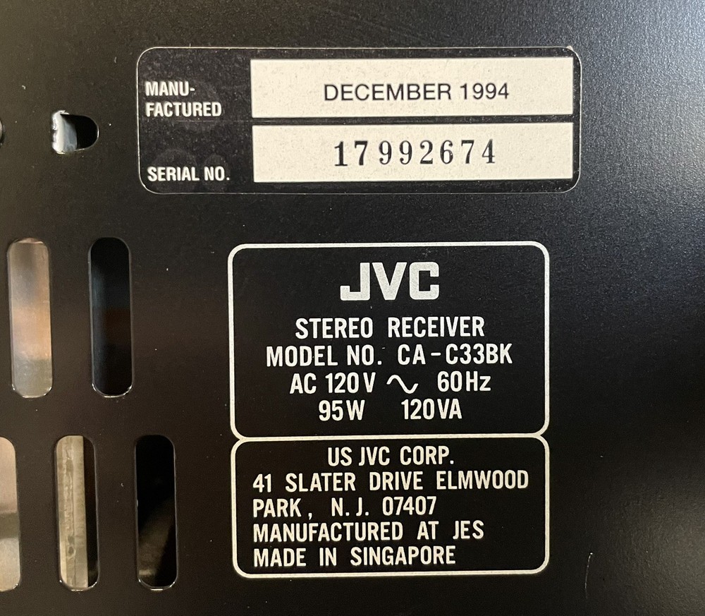JVC CA-C33BK Stereo Receiver Working- READ