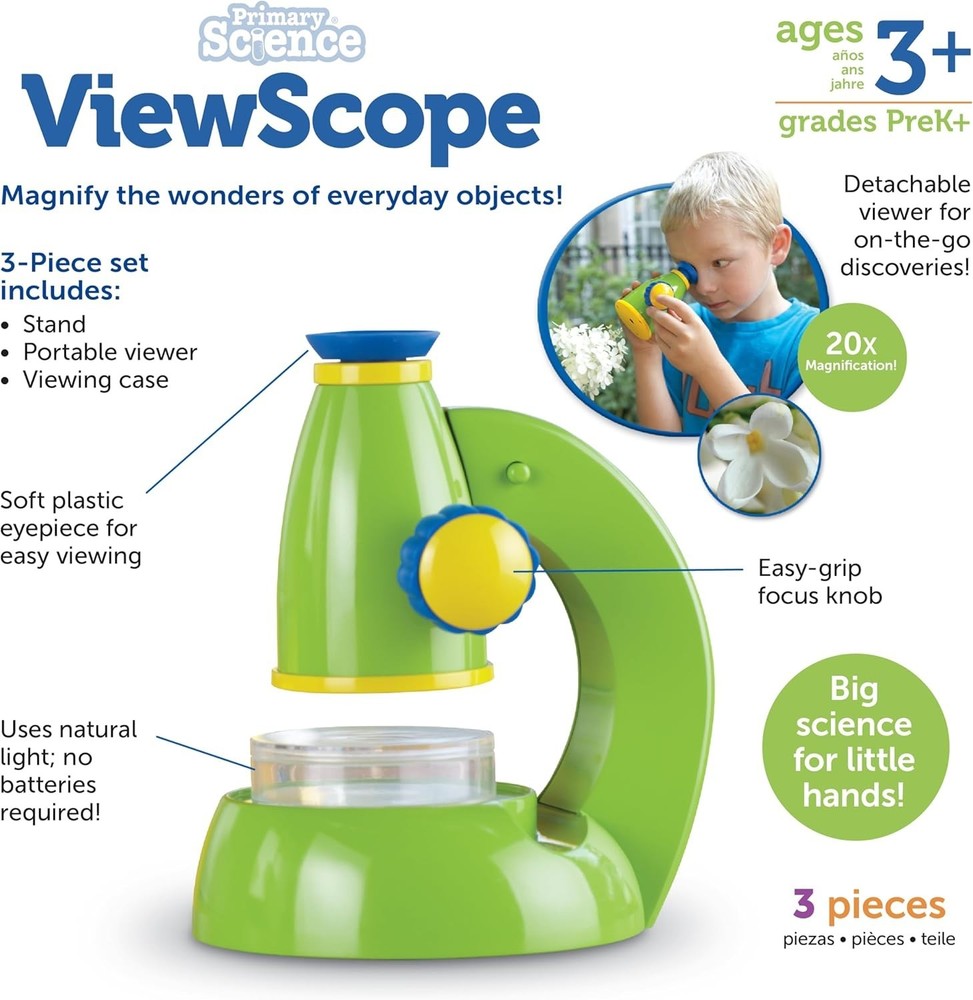 Colorful Kids Microscope Set - Primary Science Viewscope for Ages 3+ Learning