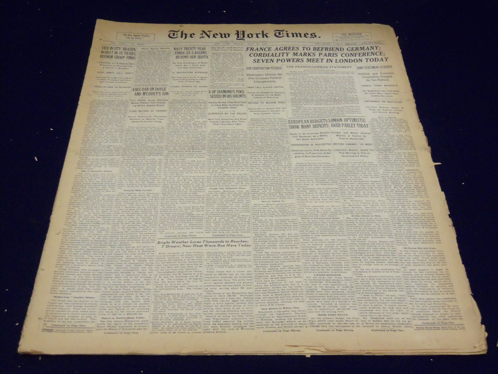 1931 JULY 20 NEW YORK TIMES - LEGS DIAMOND'S FOES SEIZED - NT 3936