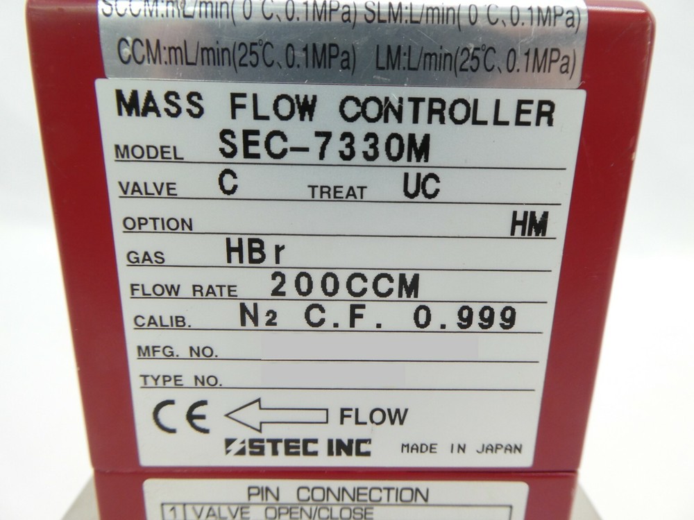 STEC SEC-7330M MFC Mass Flow Controller SEC-7330 200 CCM HBr Working Spare
