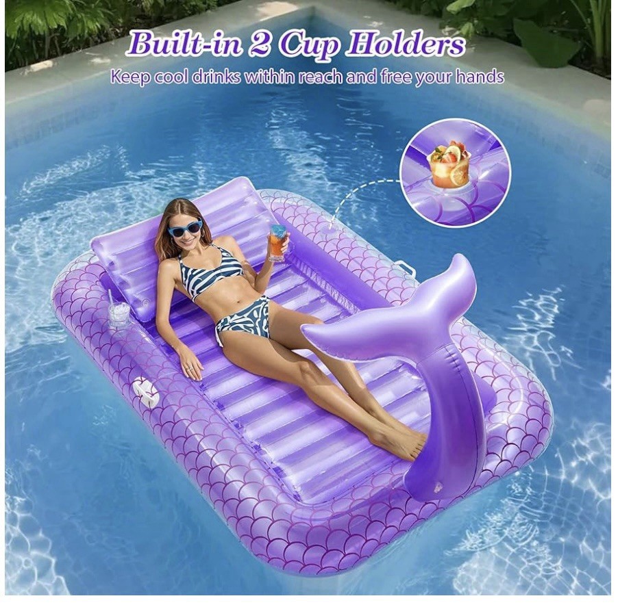 Moko Pool Floats Adult, Large Floating Bed with Ice Bar, Tanning Bed, 71.6x47.2"