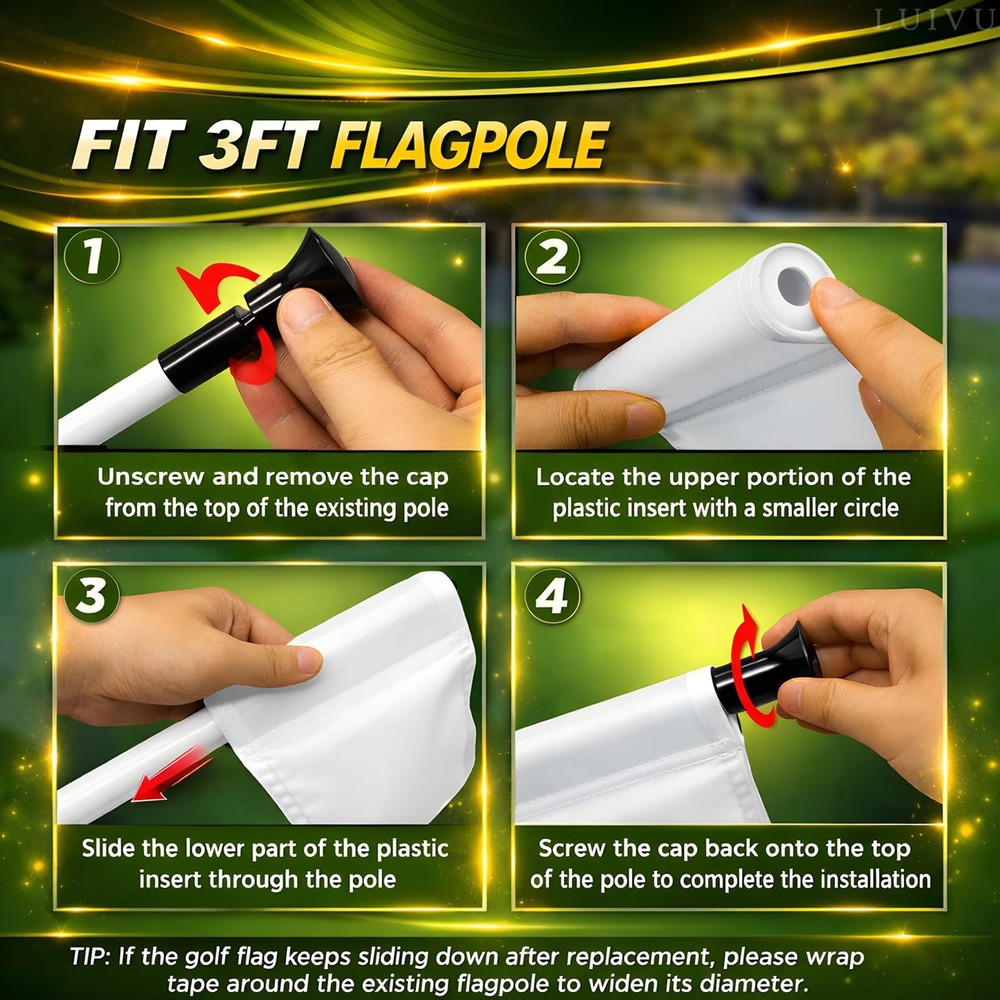 Set 3X Single Sided 8x6 Inch Solid White Golf Polyester Flag - Mini Putting G...