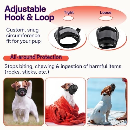 2 Pack Adjustable Dog Muzzle for Large Dogs - Breathable Soft Mesh, Anti-Biting,