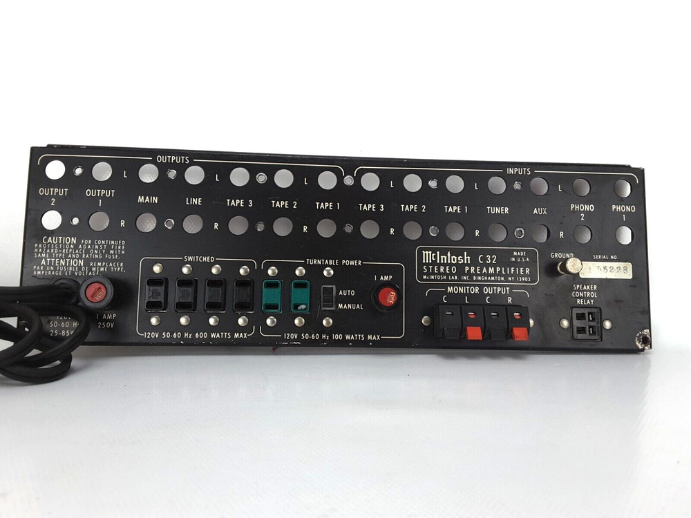 MCINTOSH C32 PREAMPLIER PARTS: BACK PANEL