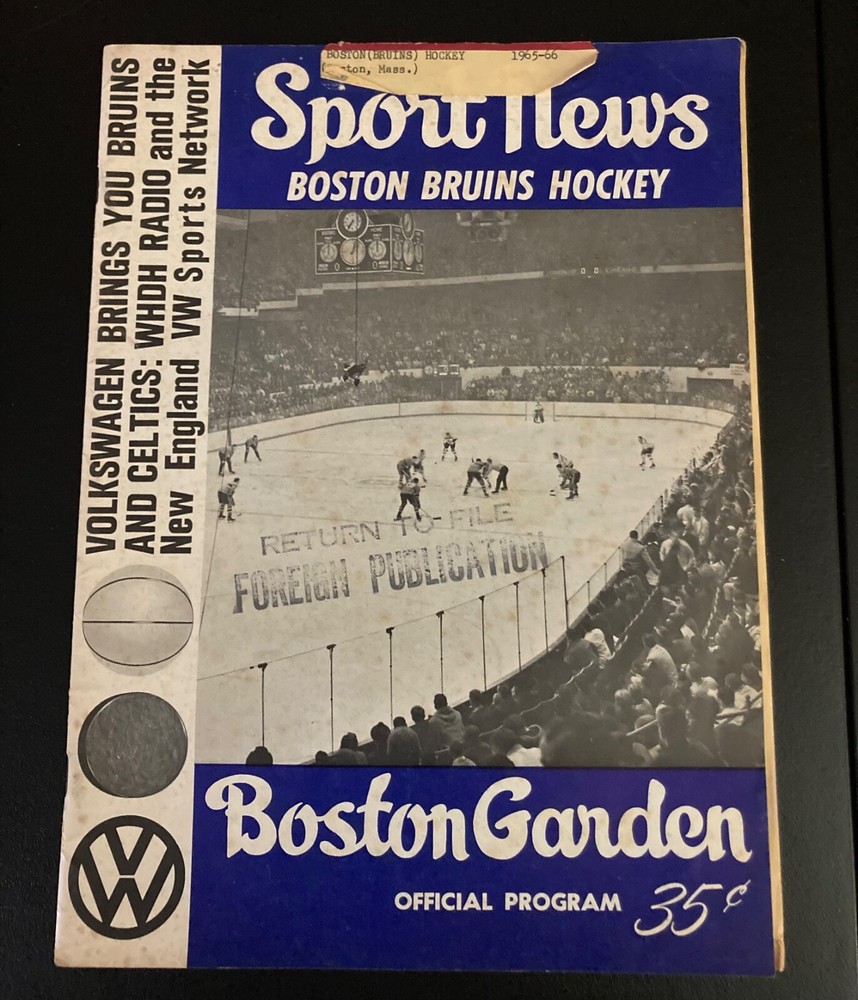 1965-66 Boston Bruins Hockey Program vs. Toronto Maple Leafs