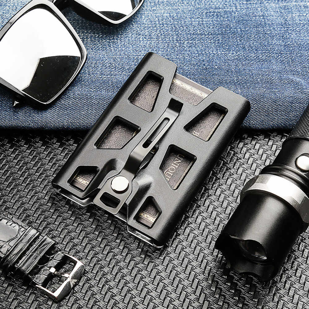 ID Badge Holder with Reel Clip 4 Card Slot Heavy Duty Wallet Vertical Case