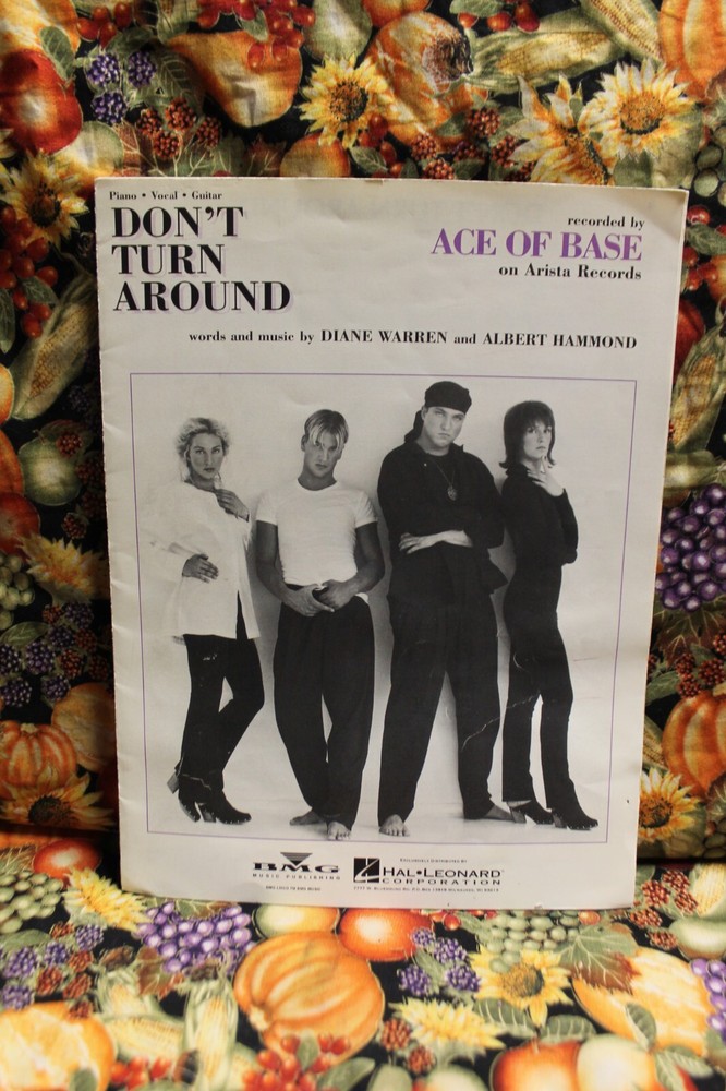 ACE OF BASE 1986 Don't Turn Around SHEET MUSIC c/o BMG 8 PAGES Rare USA Vintage