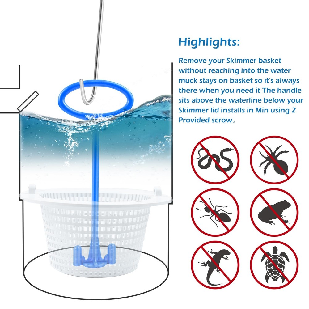 Universal Pool Skimmer Basket Handle Hook for Inground Pools