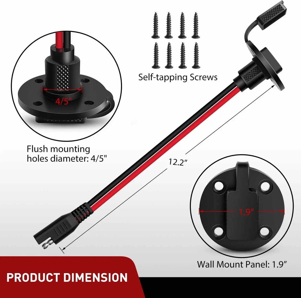 12AWG 2-Pack SAE Power Socket Sidewall Port