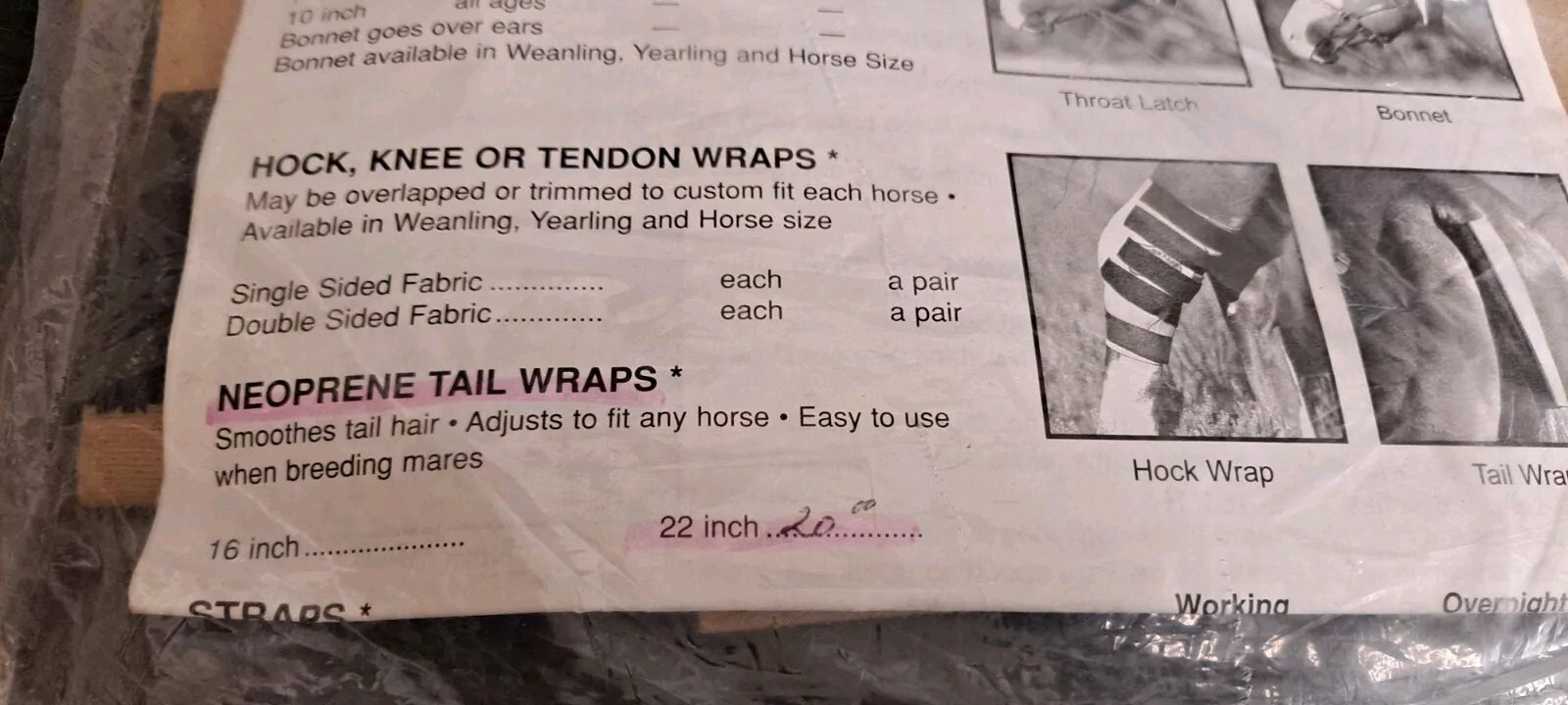 Super Sweats Neoprene Horse Tail Wrap 22"