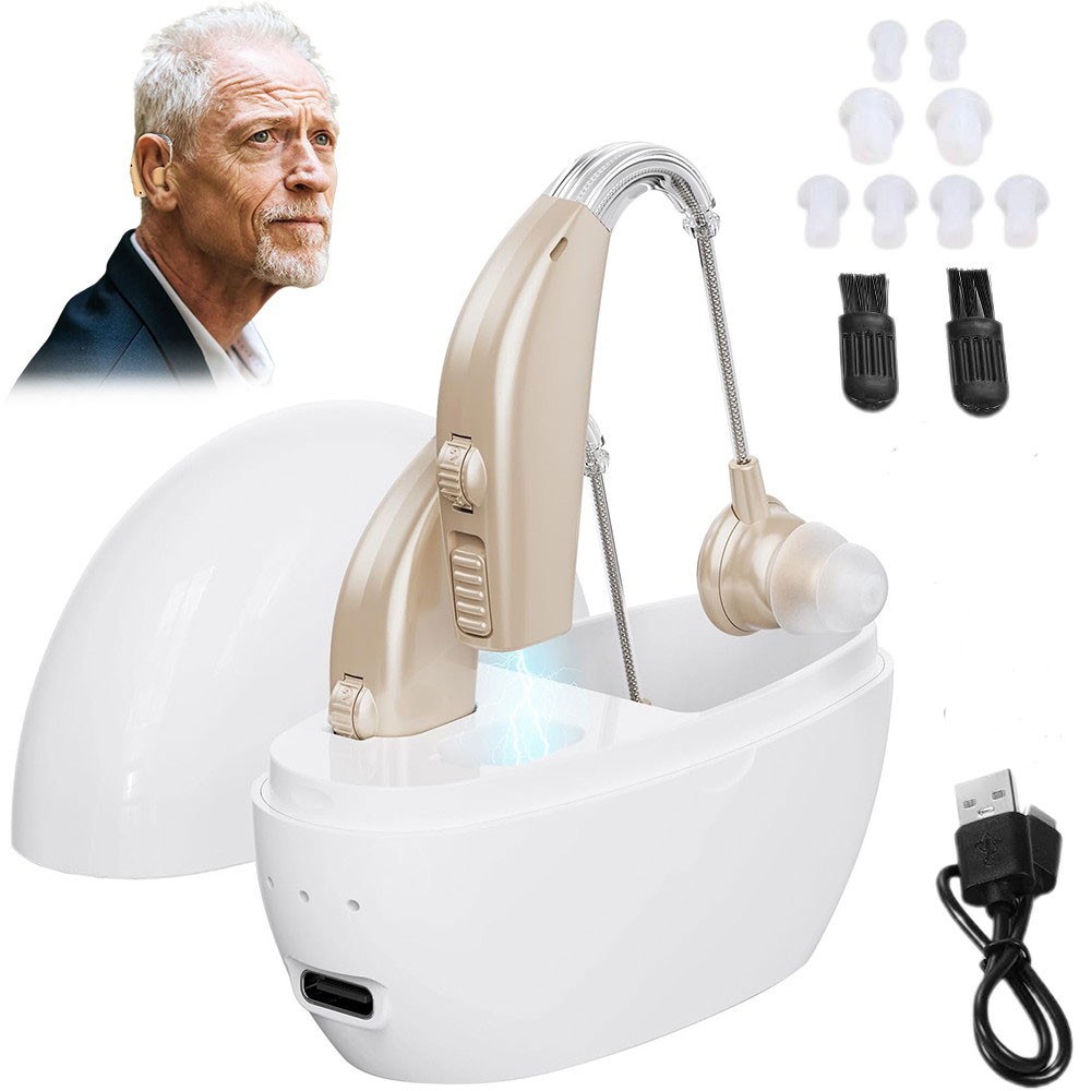 A Pair of Digital Hearing Aid Kit Behind the Ear Sound Voice Amplifier