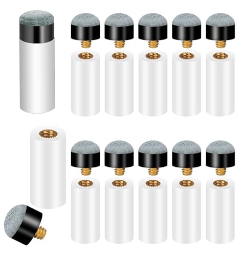 10 Sets Pool Cue Tips, Screw-On Pool Stick Tips Replacement Kit with White