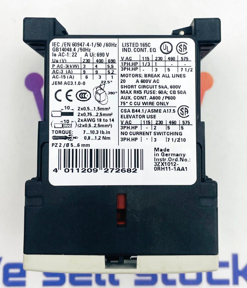 SIEMENS 3RT1016-1AP01 Contactor