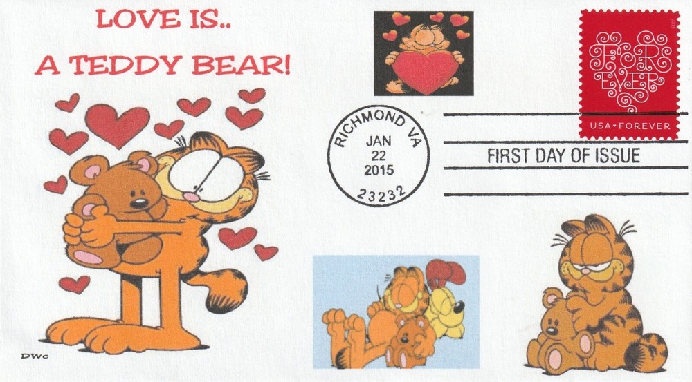 GARFIELD - LOVE IS A TEDDY BEAR        FDC- DWc  CACHET