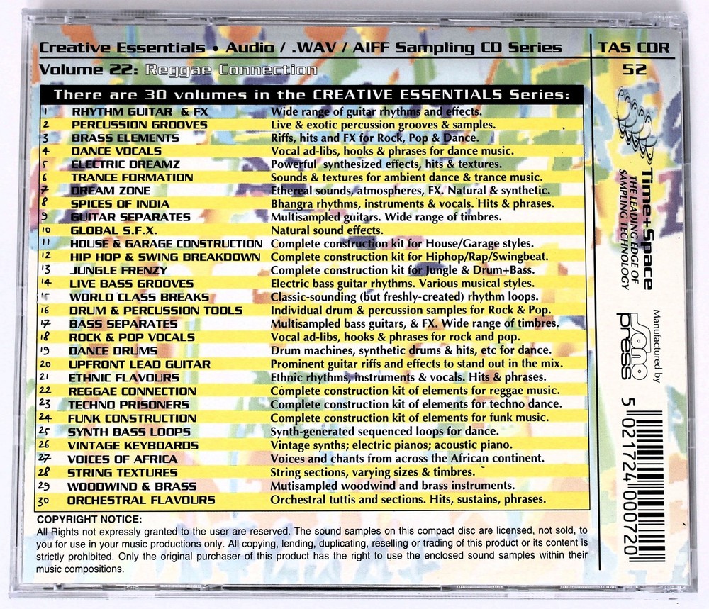 Zero-G Creative Essentials 22 Reggae Connection Sound Library/Sampling CD
