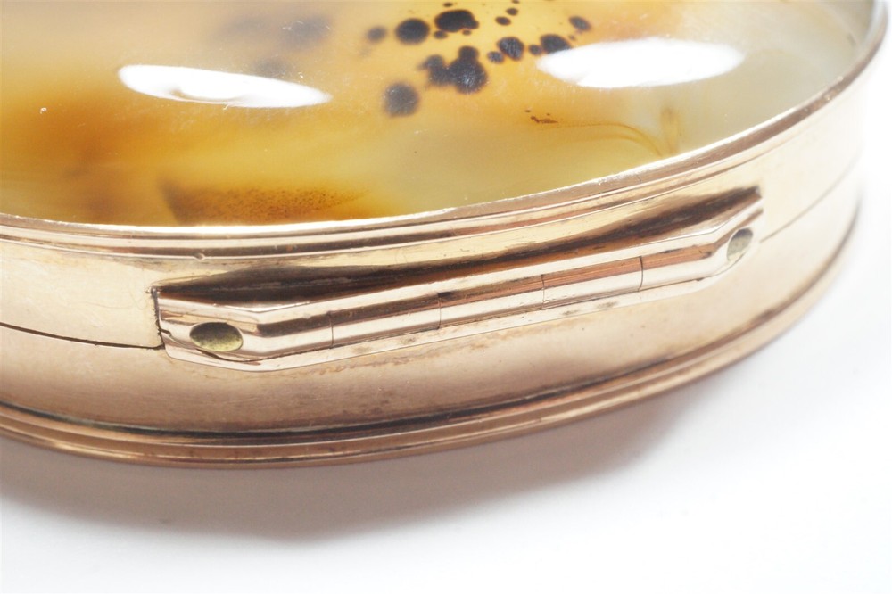 FINE QUALITY CONTINENTAL SOLID 14K GOLD AND HARDSTONE SNUFF BOX c1800's