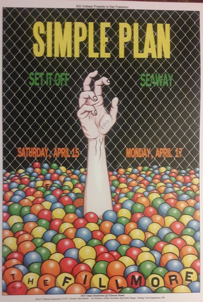 Mint Simple Plan Fillmore Poster 2017 a