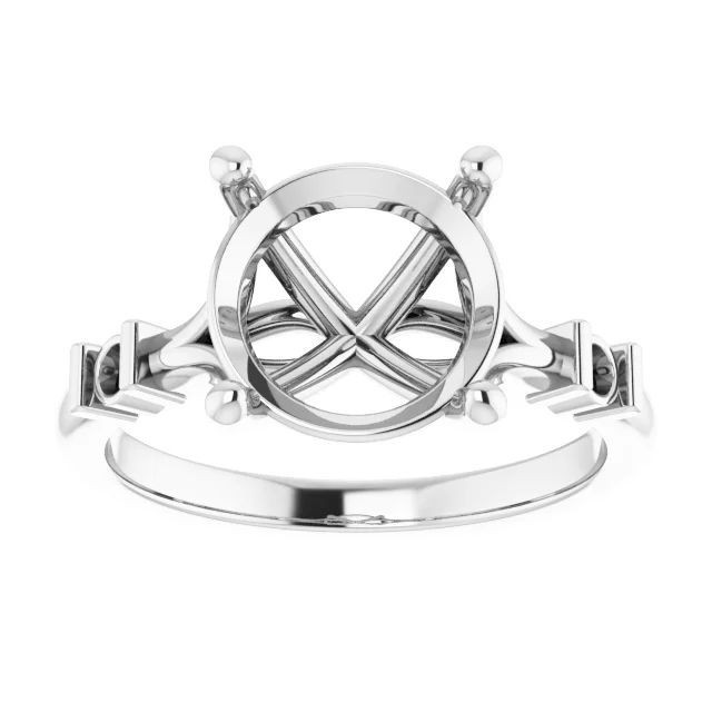 925 Sterling Silver Semi Mount Ring Setting Round 11.5mm Blank Ring Mounting