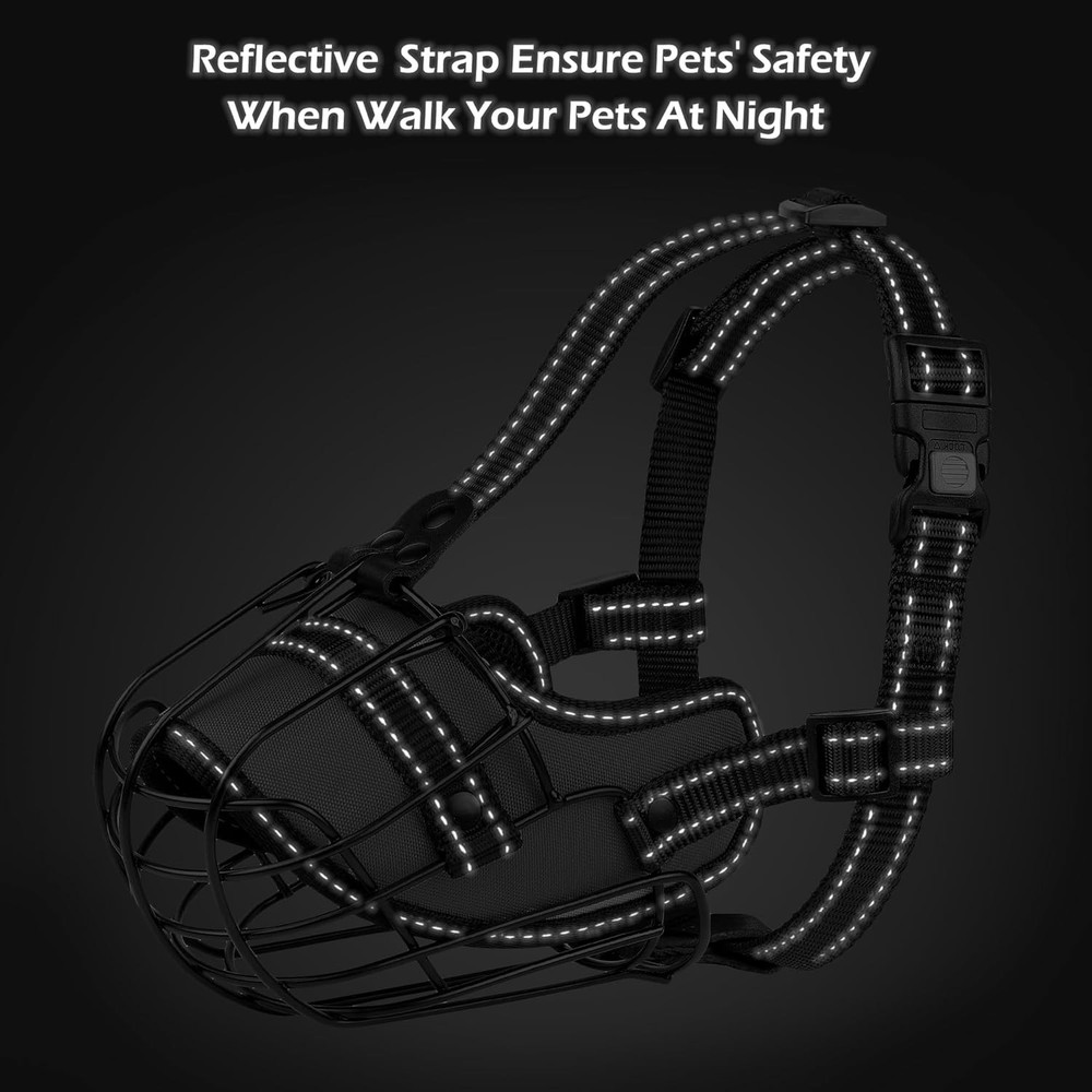 Pitbull Dog Muzzle Reflective Metal Mask Secure Wire Basket Muzzle for Large ...