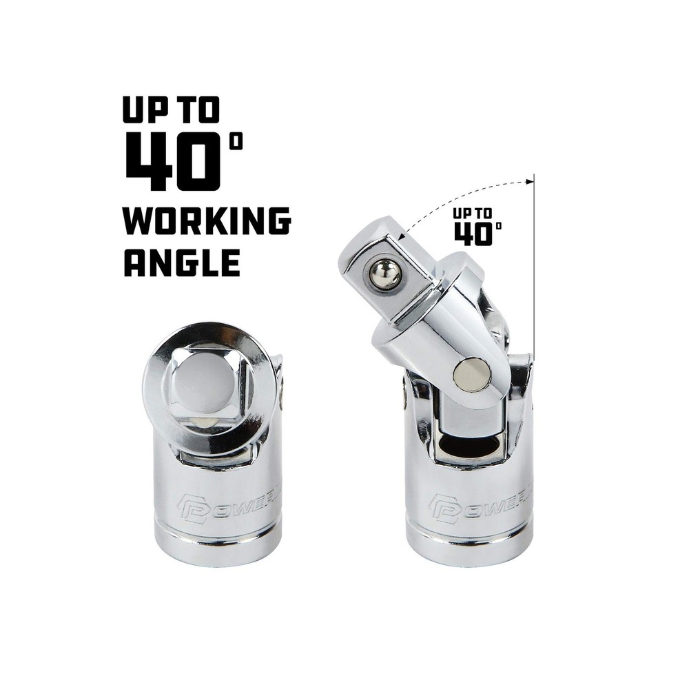 Powerbuilt 7 Piece Universal Joint and Socket Adaptor Set, U-Joint and Socket...