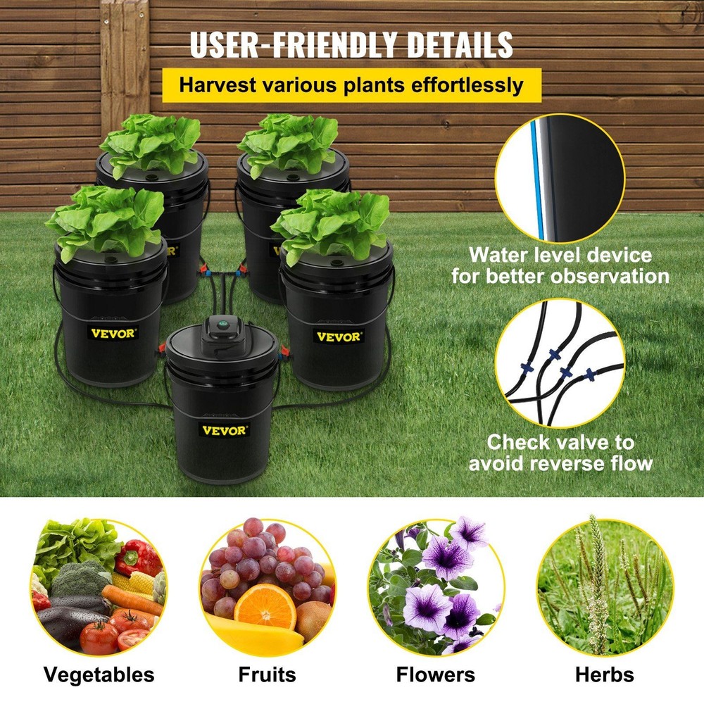 5Gallon 5-Component DWC System: Pump, Stones, Hoses & Reservoir