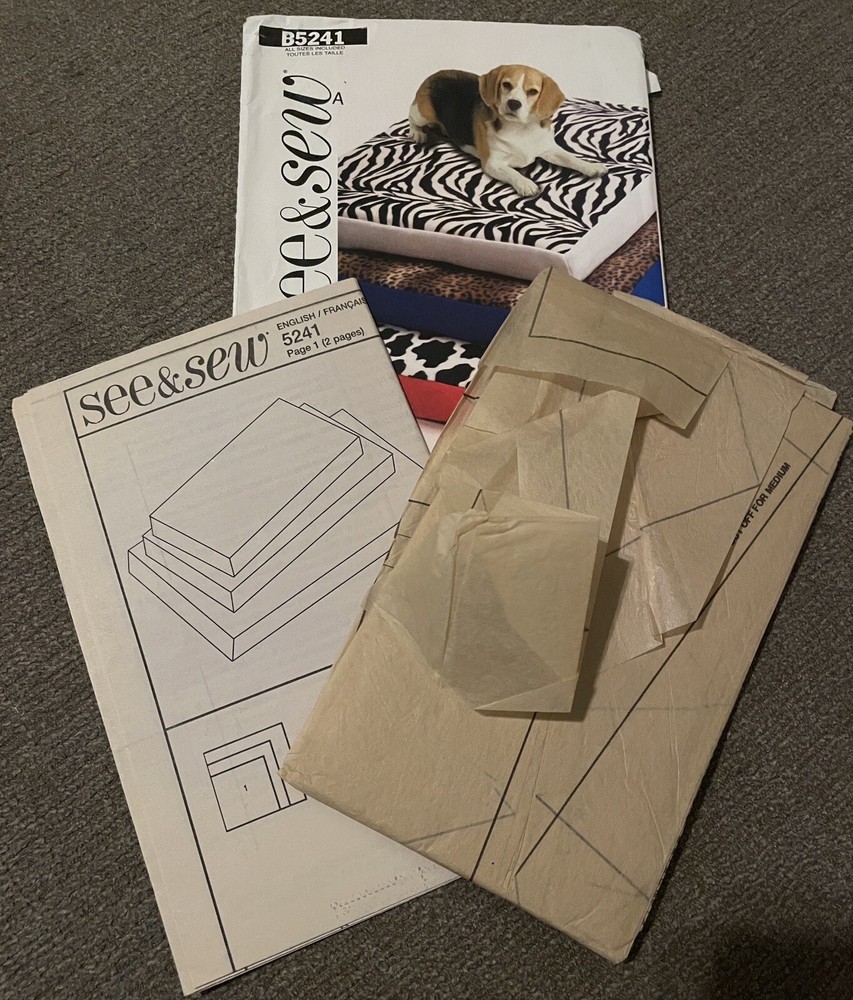 McCalls See Sew B5241 Pet Bed Sewing Pattern Crafts Small Medium Large