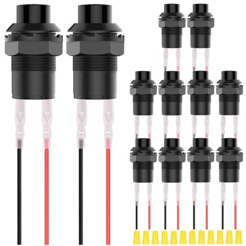 12Pcs 12mm Black Mini Round Latching Push Button 12Pcs 12mm Black Self-Locking