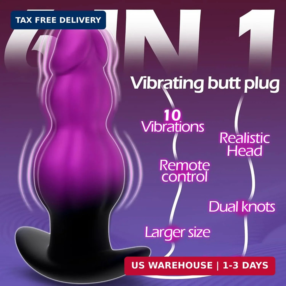 6.7" Large Vibrating Butt Plug Prostate Massager Anal Vibrator, Large Butt Plug