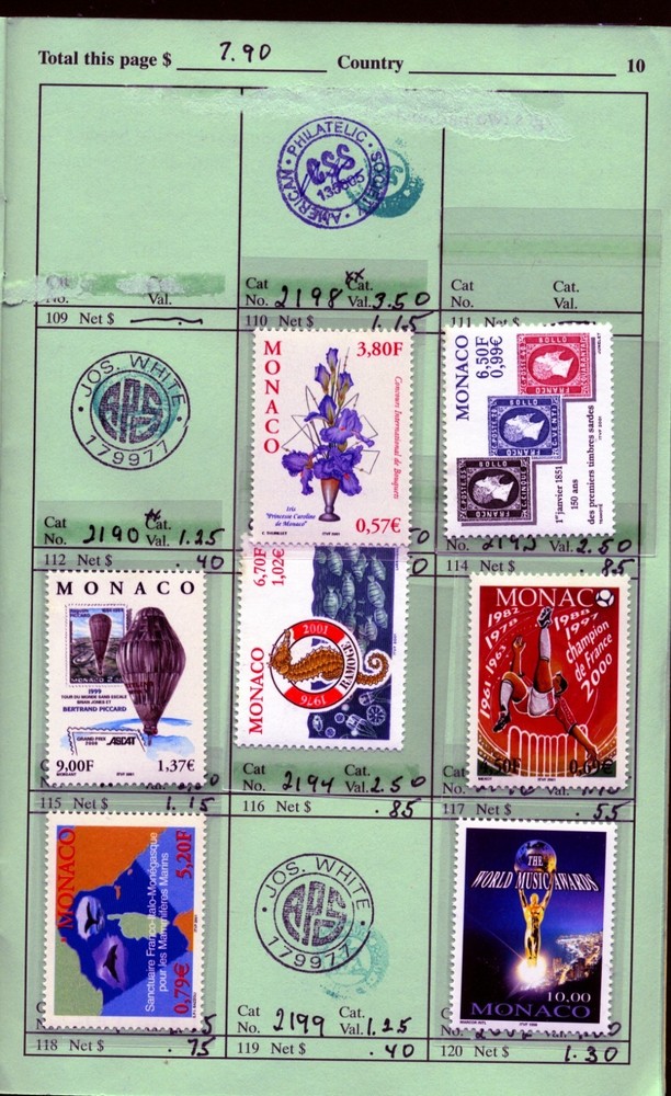 Monaco Retired APS Circuit Book 87 stamps APS22010