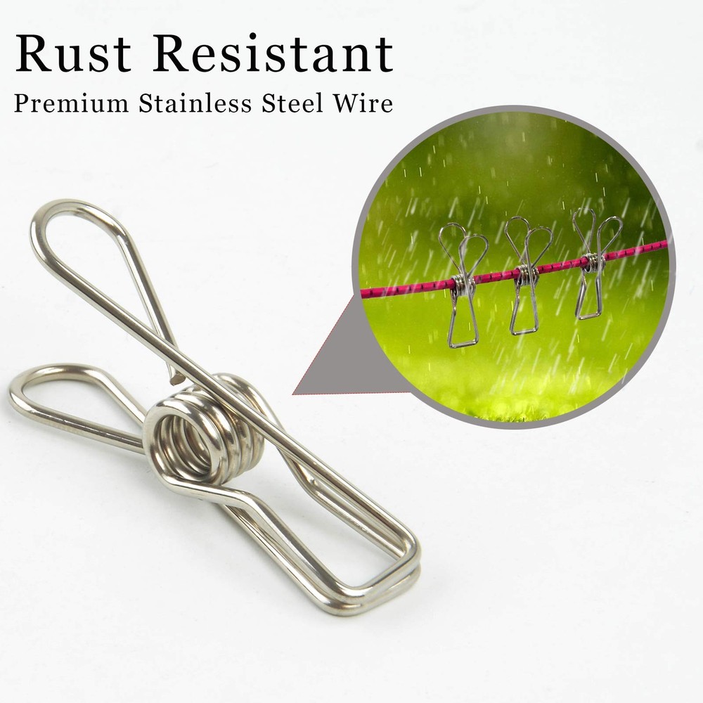 Wire Clothespins Laundry Chip Clips - 100 Pack Bulk Clothes Small, Silver