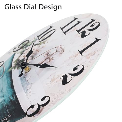 Bathroom Wall Clock,Rustic Style Waterproof Glass Shower Clock Wall Clock for