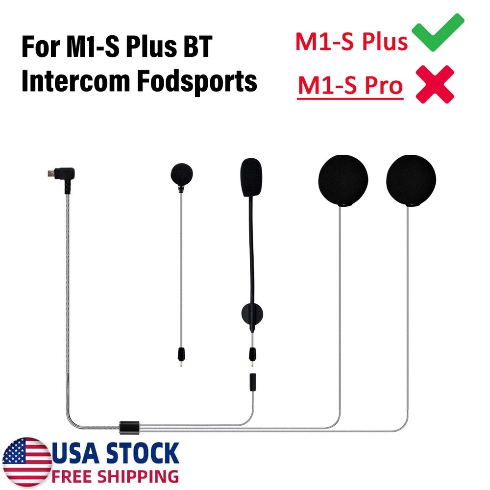 For M1-S Plus BT Intercom Motorcycle Intercom Soft & Hard Mic Headset Speaker 1x