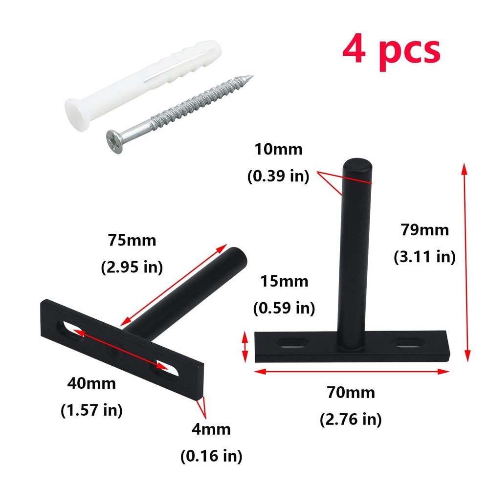 Matte Black Solid Steel Floating Shelf Brackets 3 Inch Blind Support 4 PCS