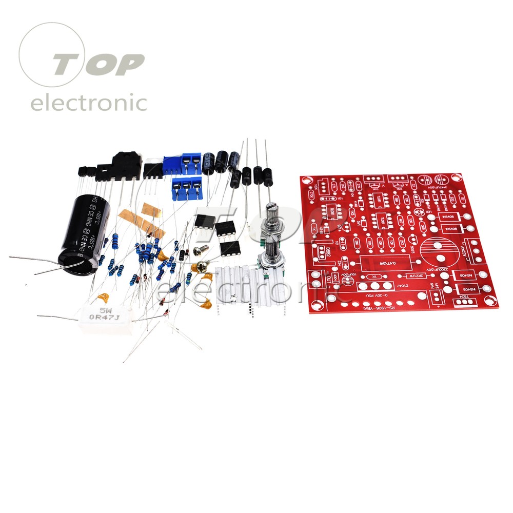Red 0-30V 2mA-3A Continuously Adjustable DC Regulated Power Supply DIY Kit PCB