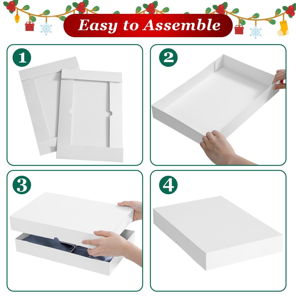 12 Pack Gift Boxes with Lids for Present - 6 Extra Large 17" (4" Deep) & 6 La...