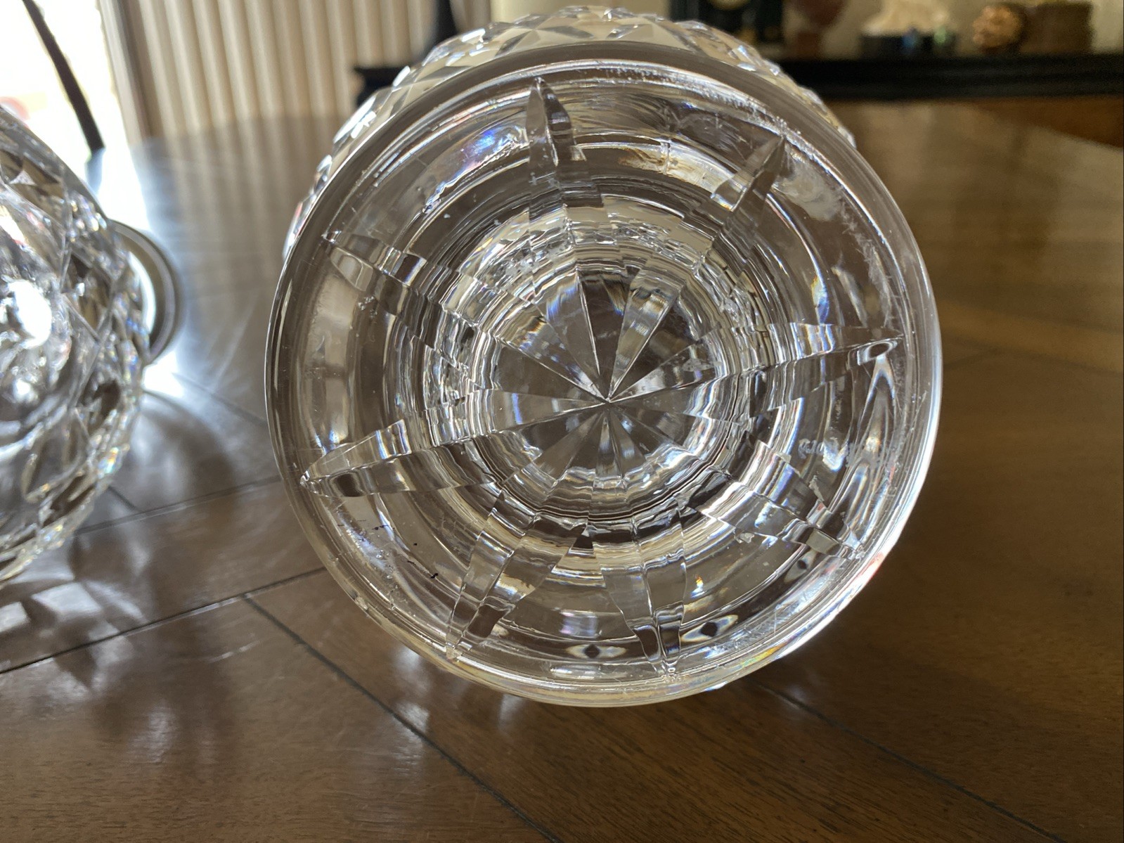 Set Of 2 Waterford Lismore 12" Crystal Liquor Brandy Decanters W/Stoppers Signed