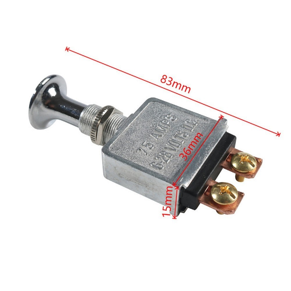 Push Pull Switch 2 Pack 75 Amp 628V DC SPST 2 Position with Spade Terminals