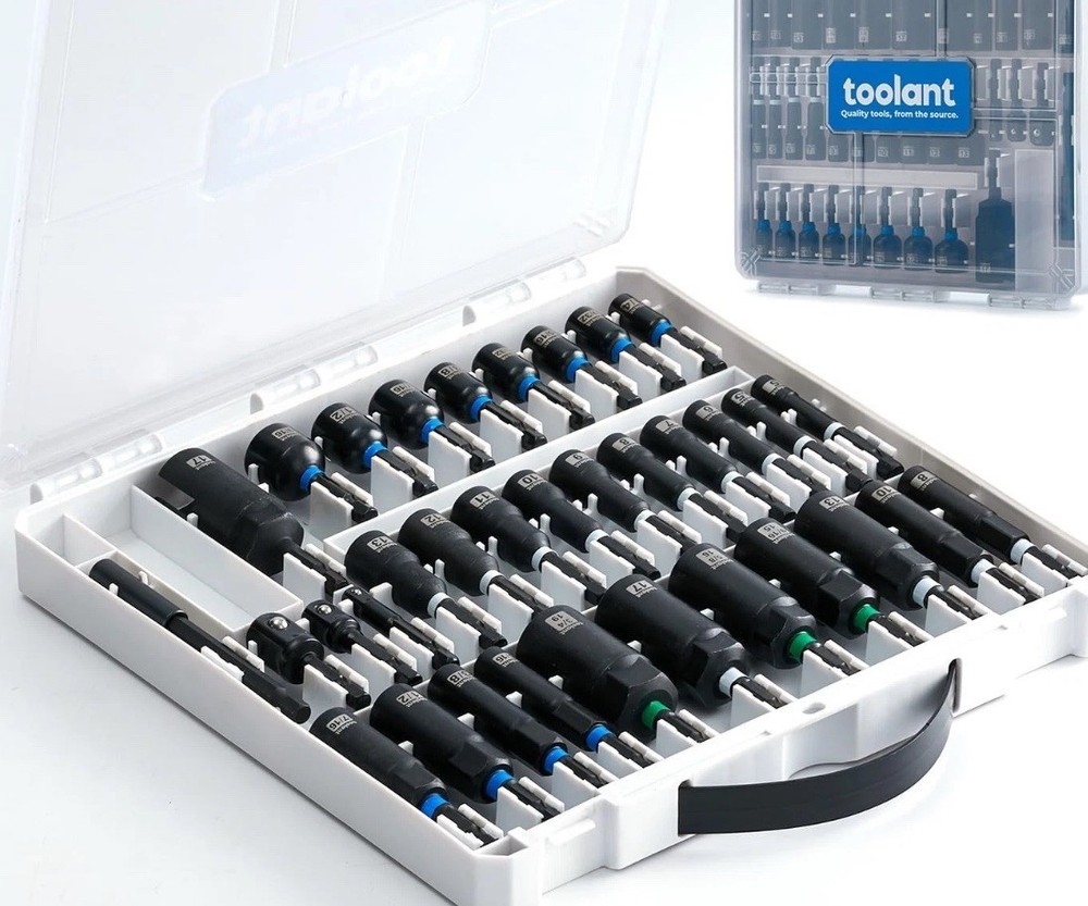 Toolant Magnetic Nut Driver Set SAE Metric Impact Drill Socket Bit Set w Case