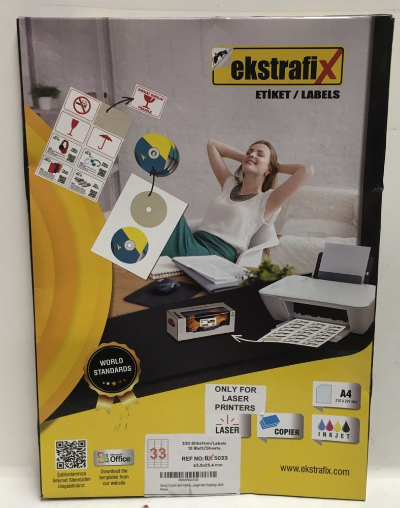 ekstrafiX LABELS ONLY FOR LASER PRINTERS REF: FIX 5033/ 330 LABEL ASSORTED SIZES
