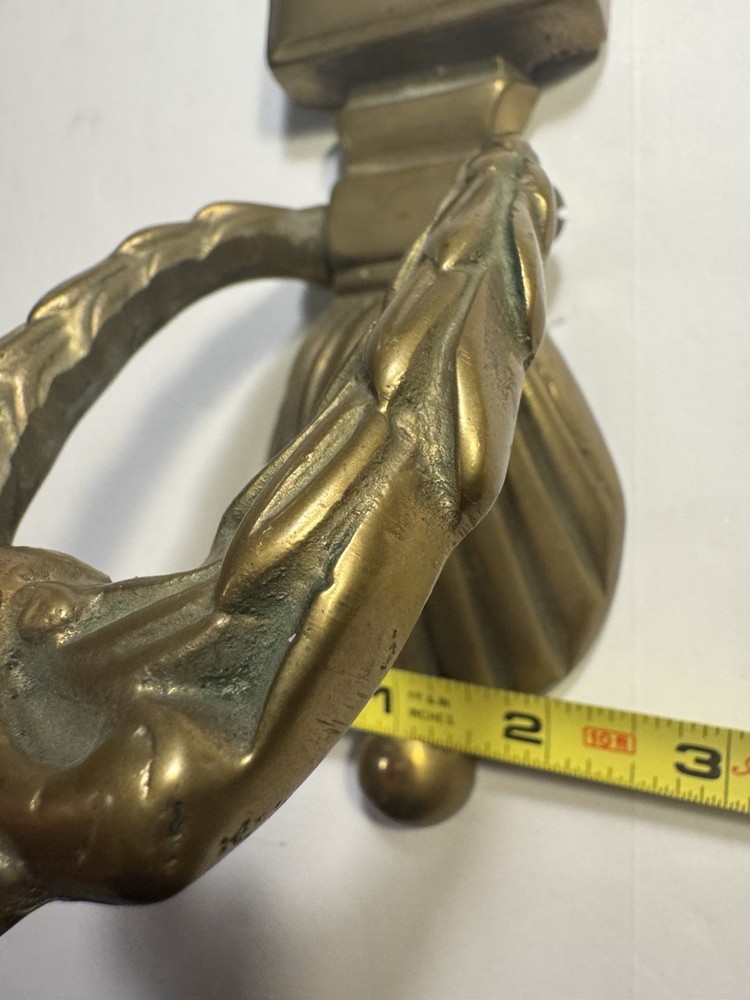 Vintage Solid Brass Door Knocker Shell Pattern 8" Heavy Sturdy Taiwan