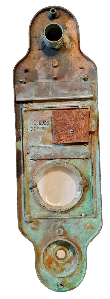 Antique Residential Locking Front Retrieval Copper Mail Box Front, E. G. L. Co.