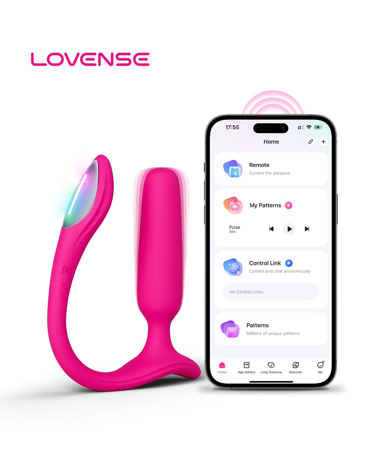 LOVENSE Lush Anal Vibrating Butt Plug Sex Toys, App Controlled Vibrator, LED